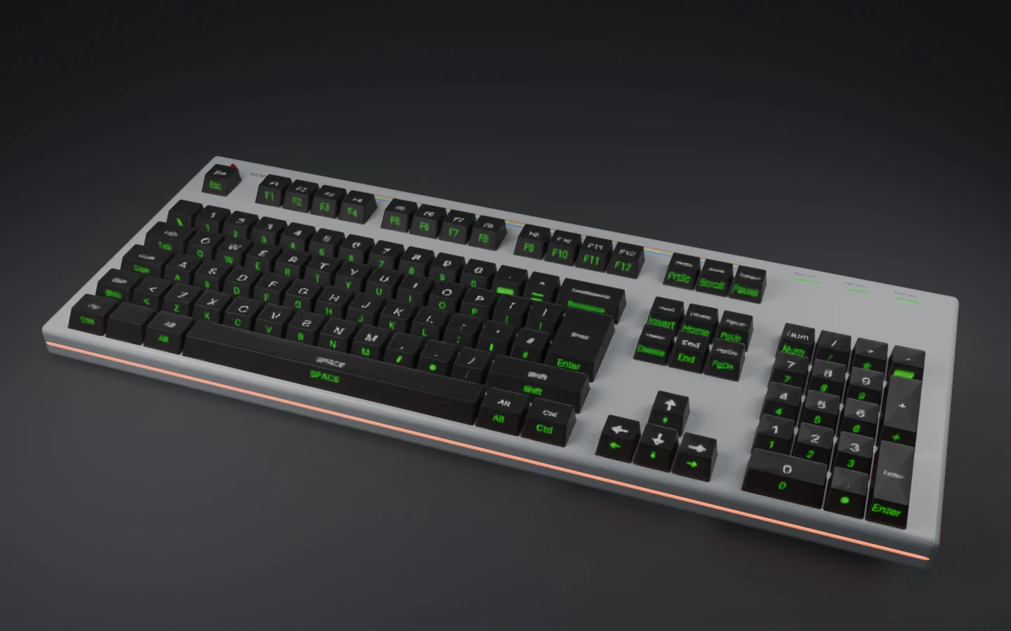 Pearl white keyboard case with sans-serif brand typography
